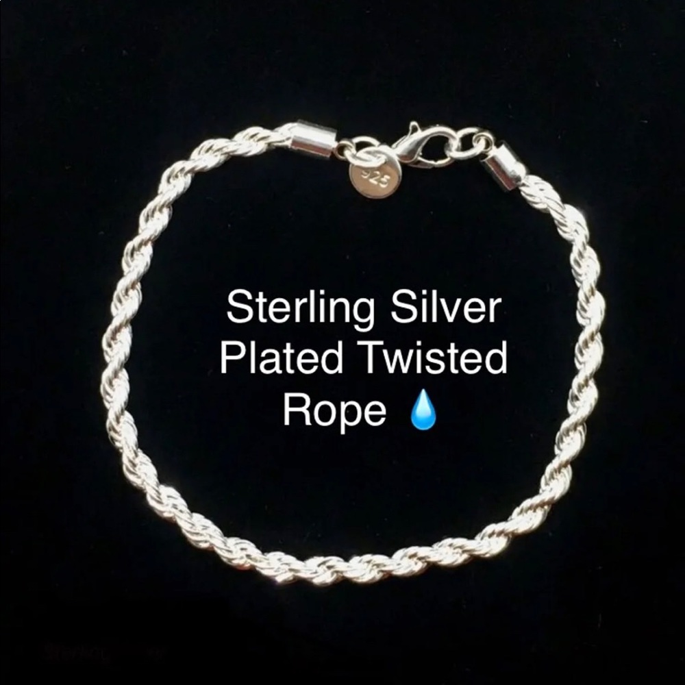 Sterling Silver-Plated Twisted Rope Bracelet - Silver